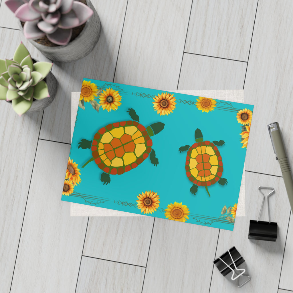 Garden Turtles and Sunflowers Blank Postcard Bundles (envelopes not included)